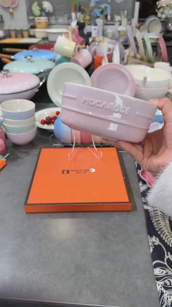 【闪购商品】瓷方形炻彩大碗15cm-樱花粉x1