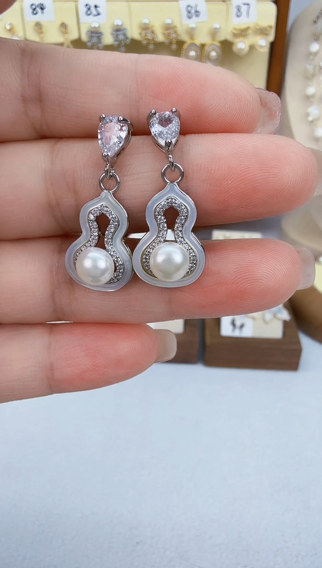 未镶嵌耳饰淡水珍珠银