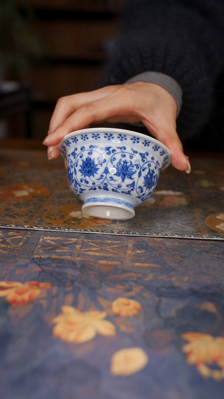 【闪购商品】杯望月怀古缠枝莲压手杯