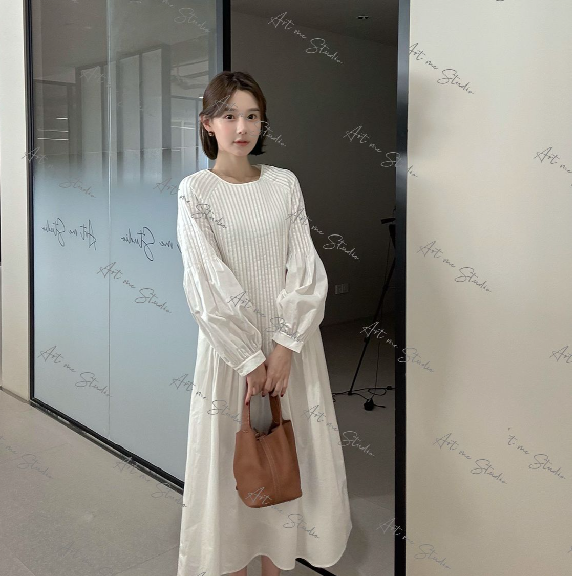 娃娃系列藏肉慵懒宽松随性素色连衣裙w2018x2