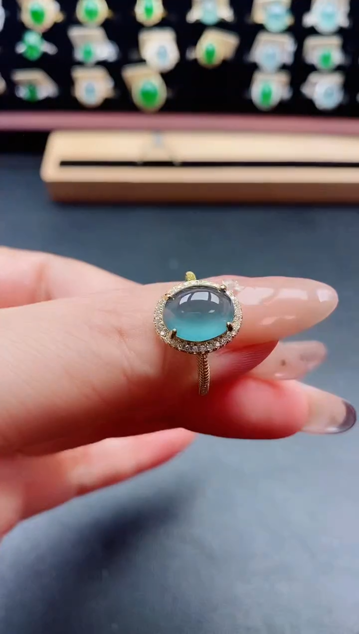 银S925镶嵌戒指翡翠1