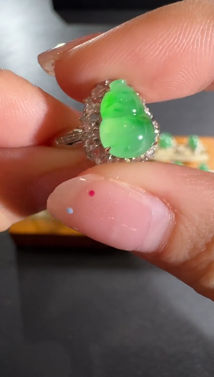 【闪购商品】翡翠戒指18K金镶嵌【源头工厂】钻石镶嵌