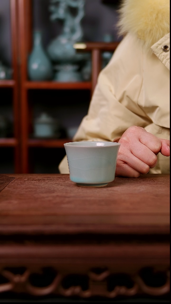 杯子陶青霁汝窑仿古釉   