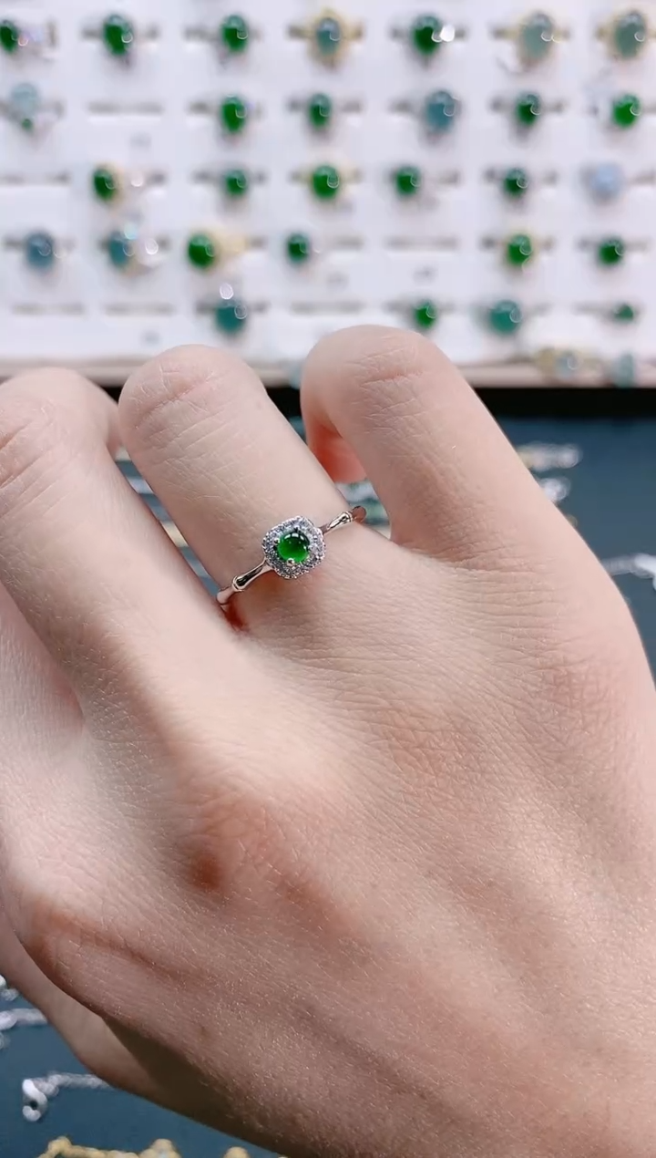 【闪购商品】翡翠戒指银S925镶嵌天然翡翠