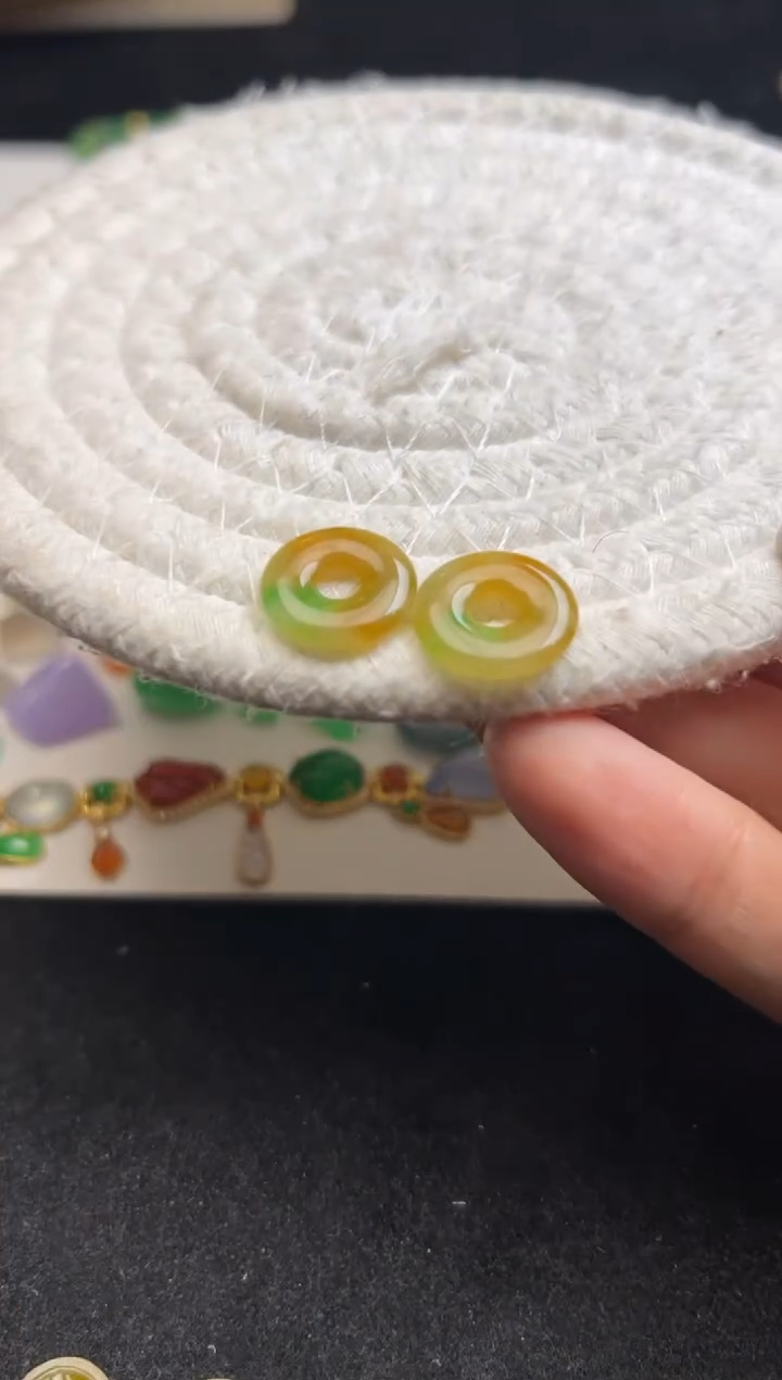 未镶嵌定制翡翠黄加绿甜甜圈2980+298-sm145