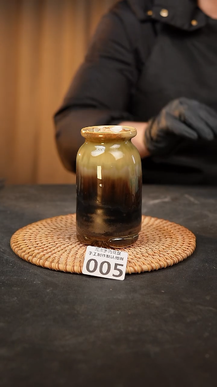 【闪购商品】瓷片005泥泥手工花盆口5高12