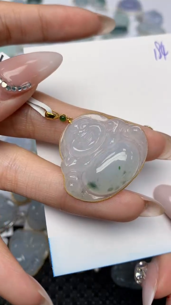 【闪购商品】翡翠颈饰18K金镶嵌 天然翡翠A货，