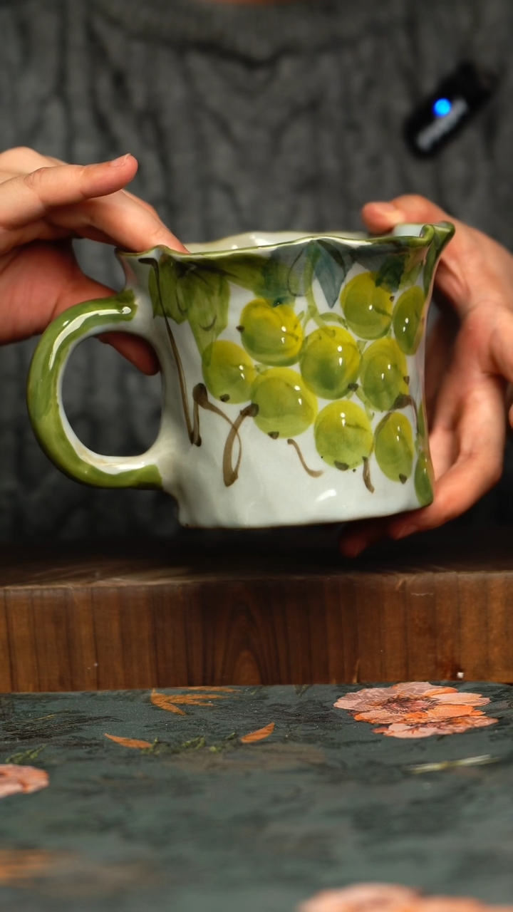 杯釉下彩手工手绘同款陶器