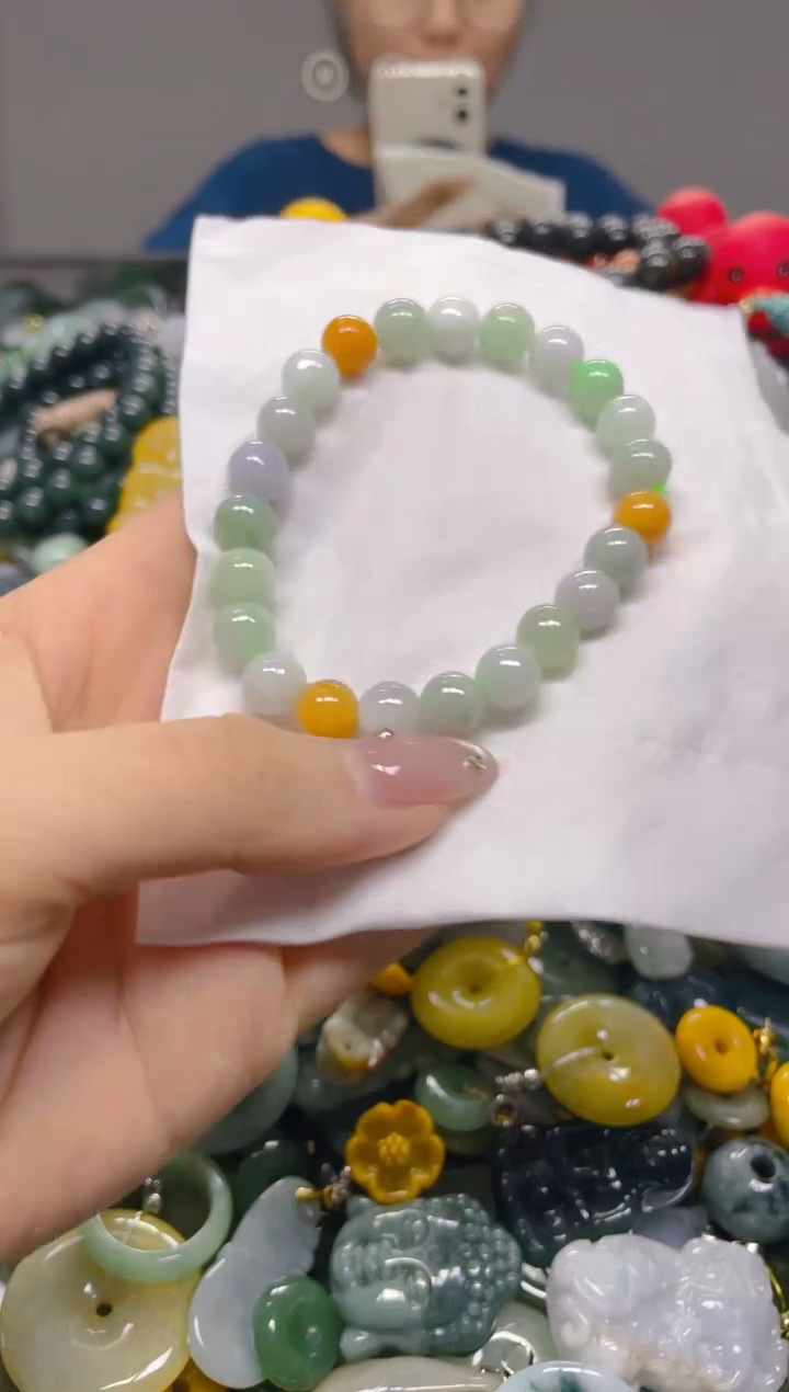 翡翠未镶嵌颈饰8MM/C/翡翠A货,1件也是批发价