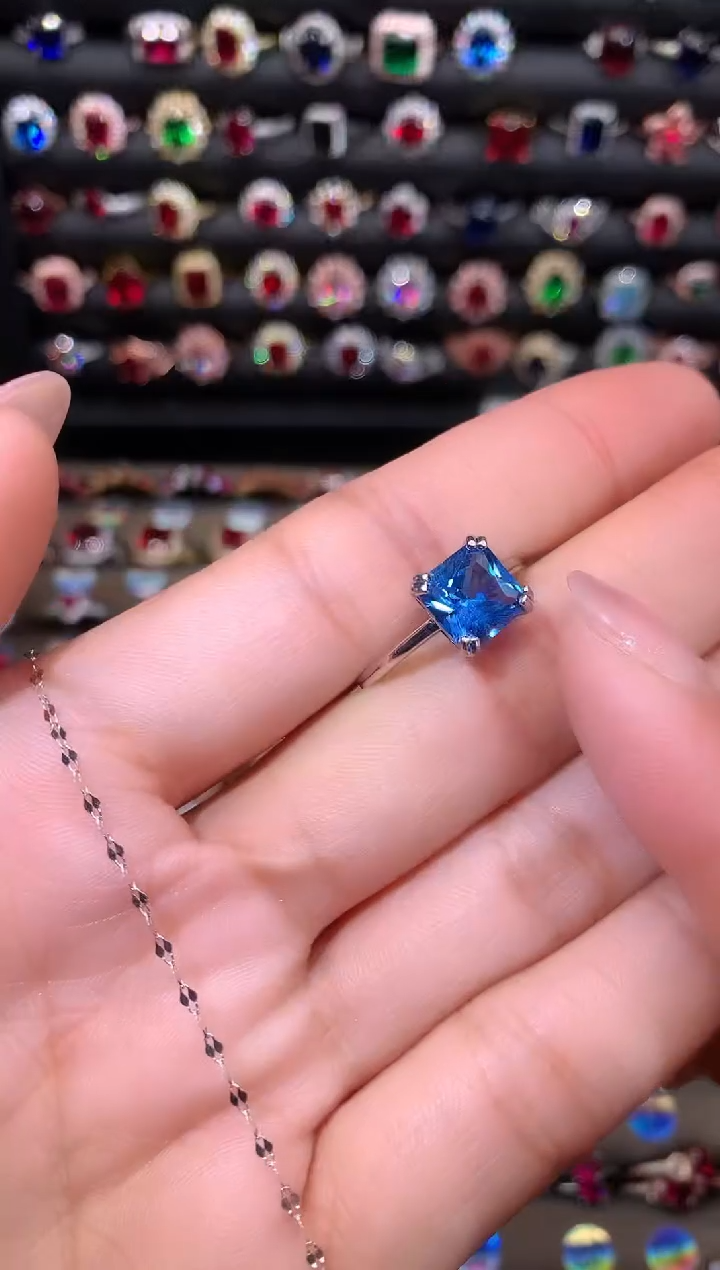 【闪购商品】蓝宝石戒指银S925镶嵌8