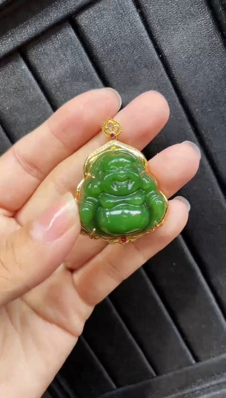 【闪购商品】和田玉18K金镶嵌吊坠30MM 多样性发一