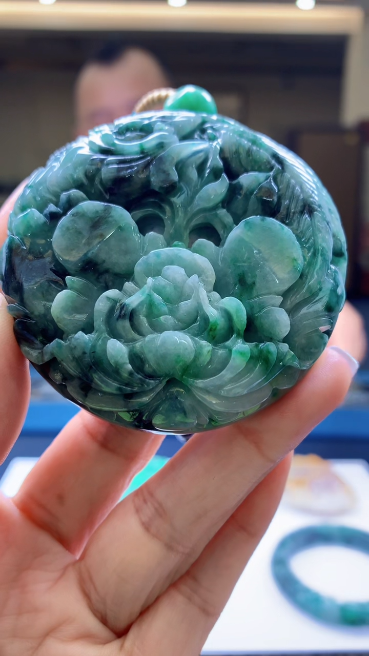 定制翡翠未镶嵌千*V1080jj-毛货挂件45