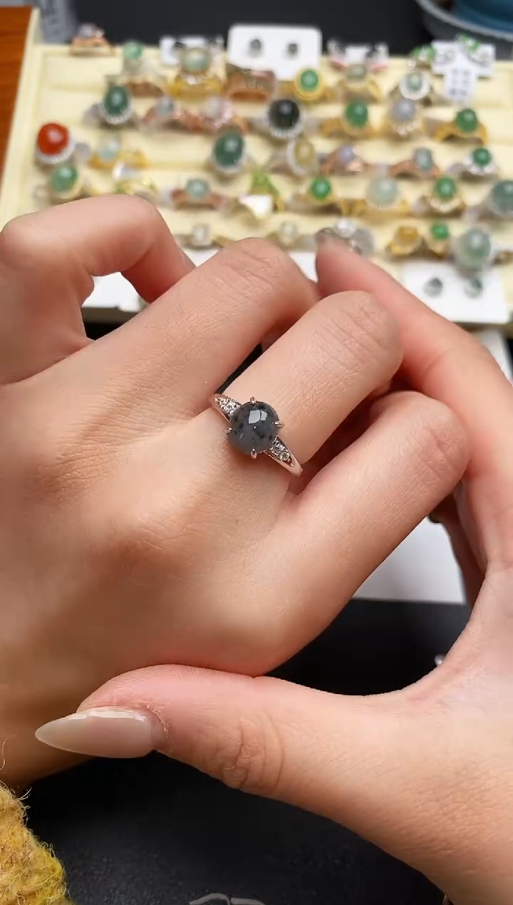 【闪购商品】翡翠戒指银S925镶嵌22222222+10