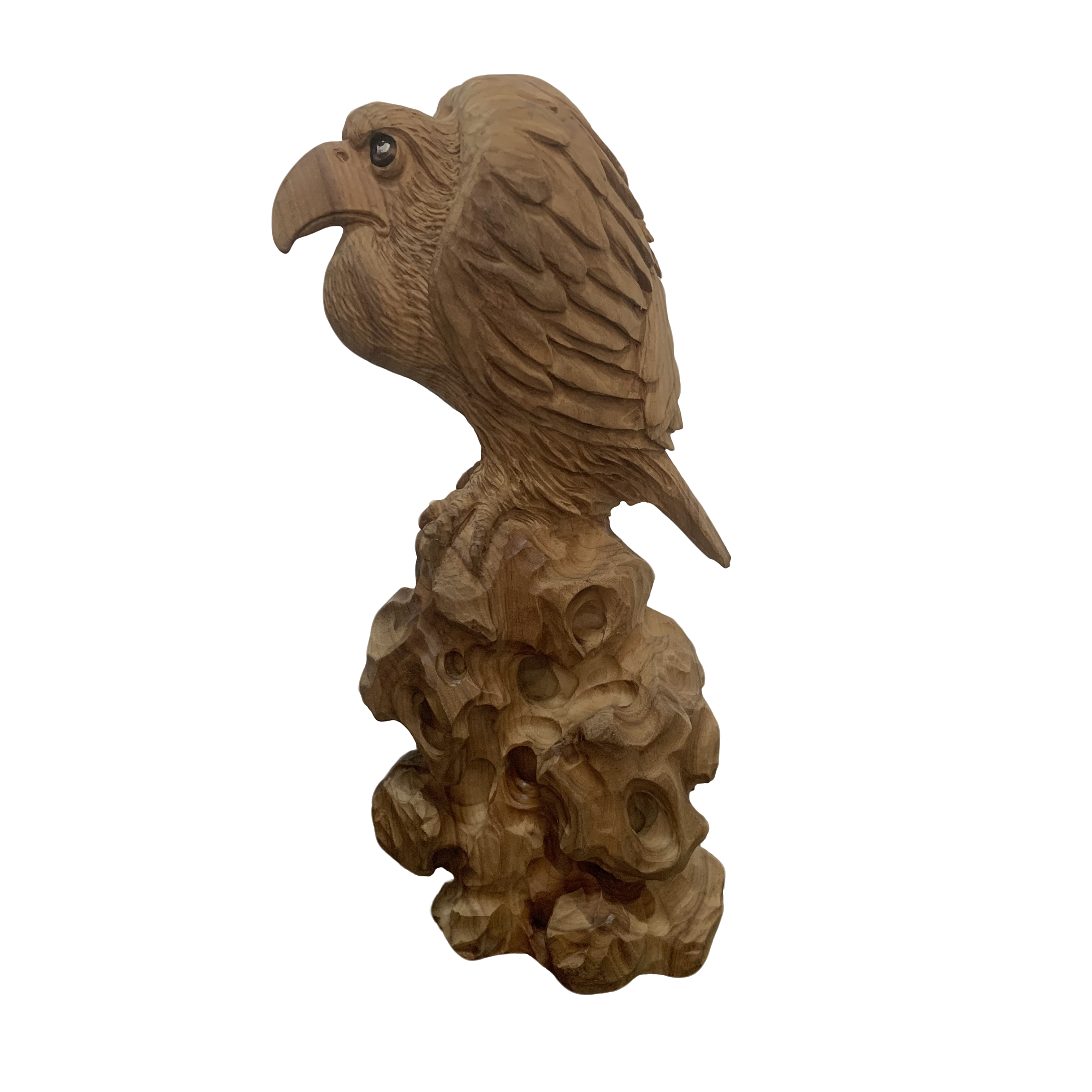 仿八大山人孤禽图，金丝楠木禅意家居装饰摆件木雕创意，做工精细。