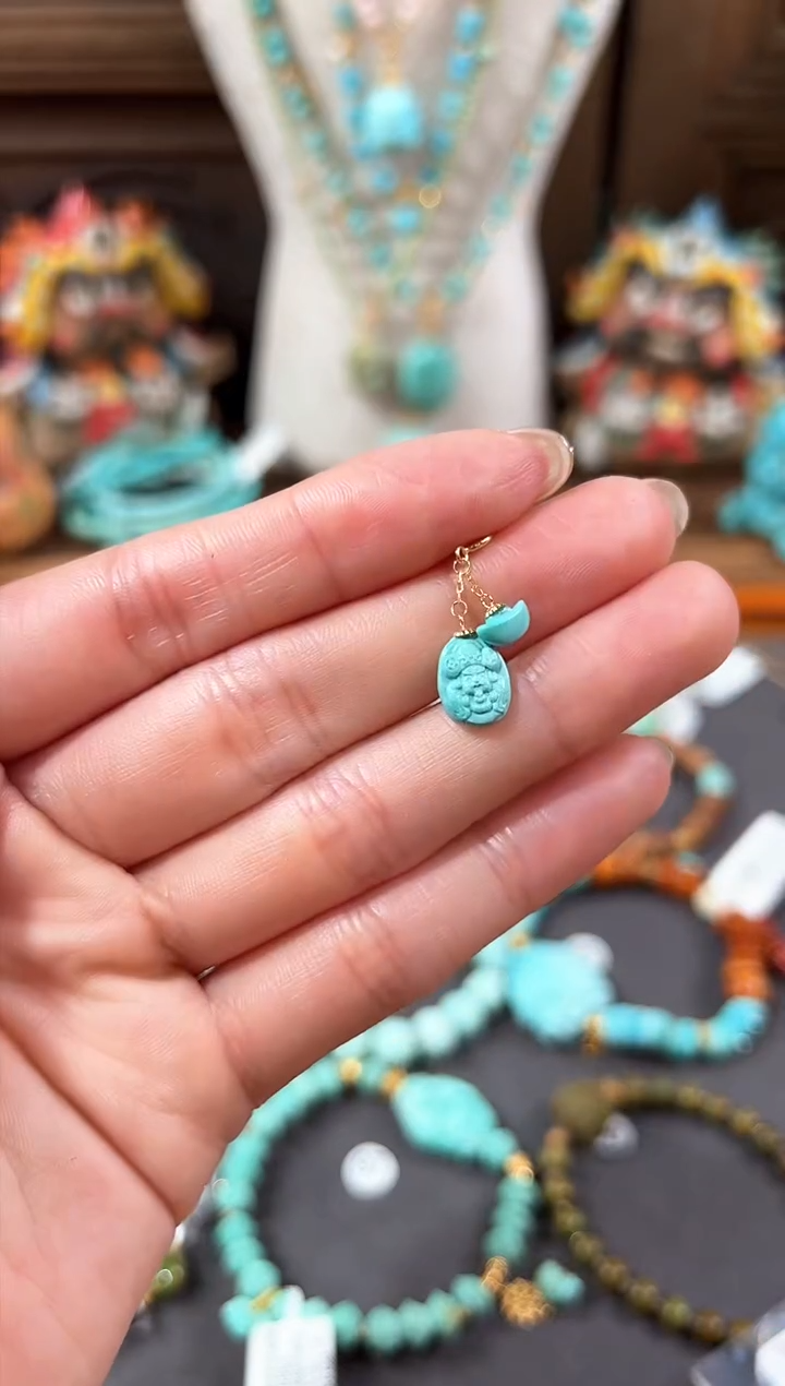 【闪购商品】绿松石提溜18K金镶嵌绿松石提溜