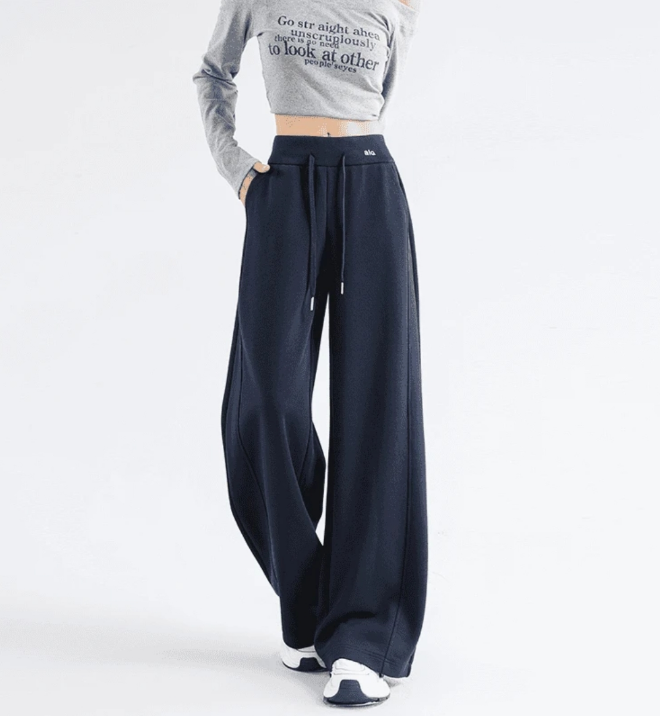 【加绒加厚】大码女200斤可穿休闲裤直筒垂感糯米裤宽松阔腿裤子