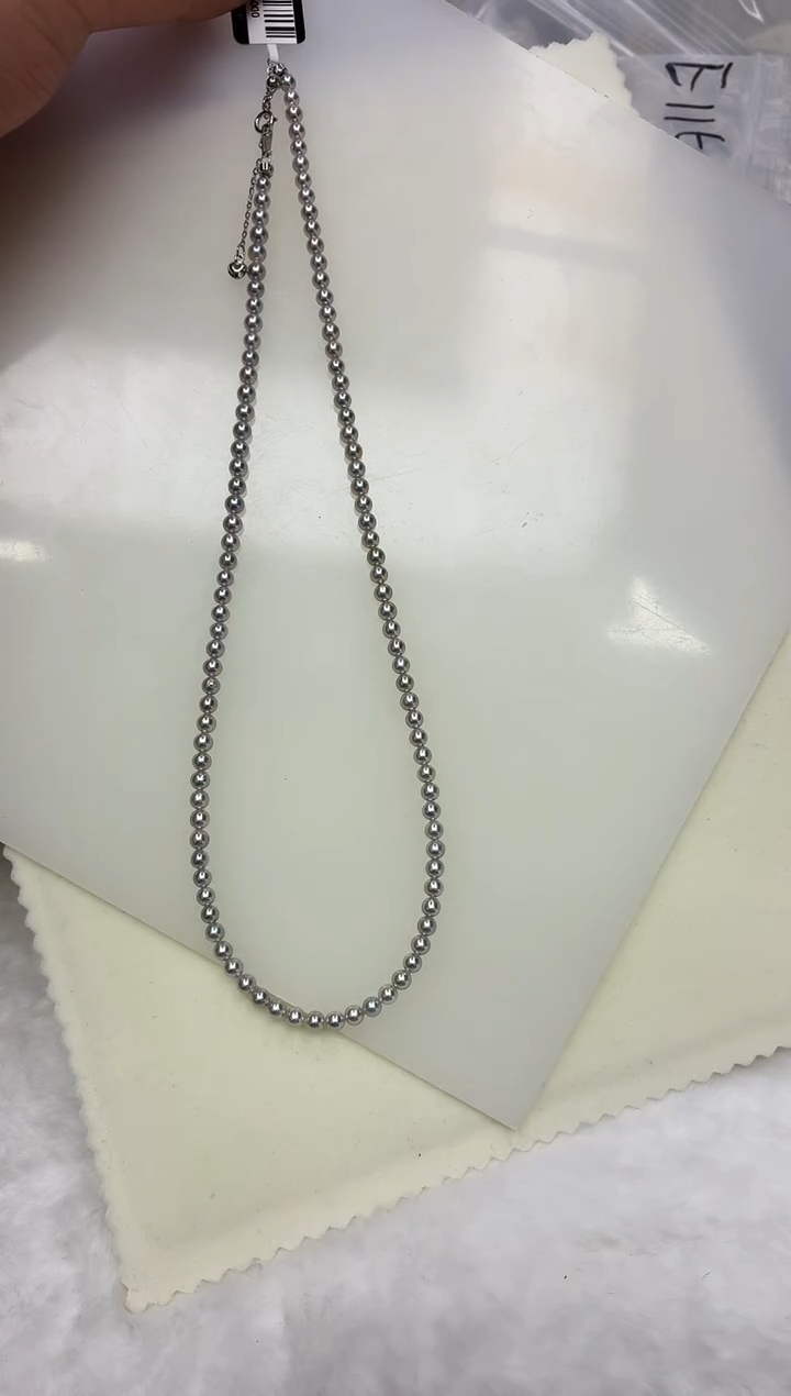 未镶嵌DA海水珍珠灰珠串链3-4 y1132