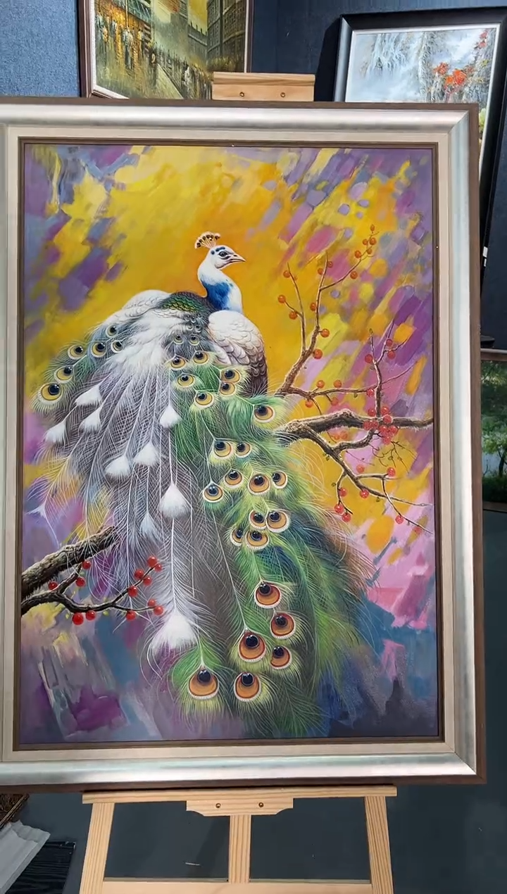 【闪购商品】油画2号 70*100 孔雀-手绘油画