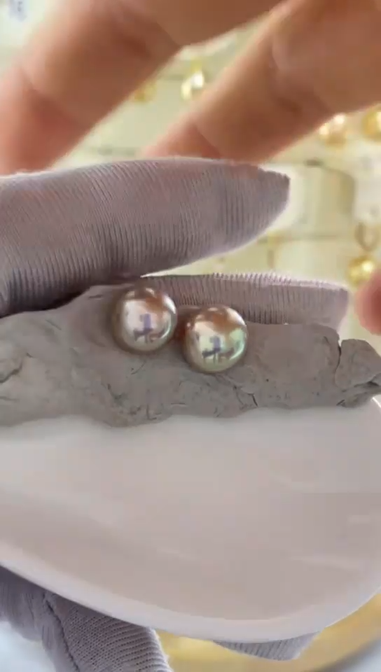 银S925镶嵌耳饰淡水珍珠r****y9-10