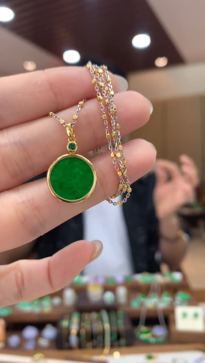 翡翠未镶嵌吊坠(不含链)圆牌