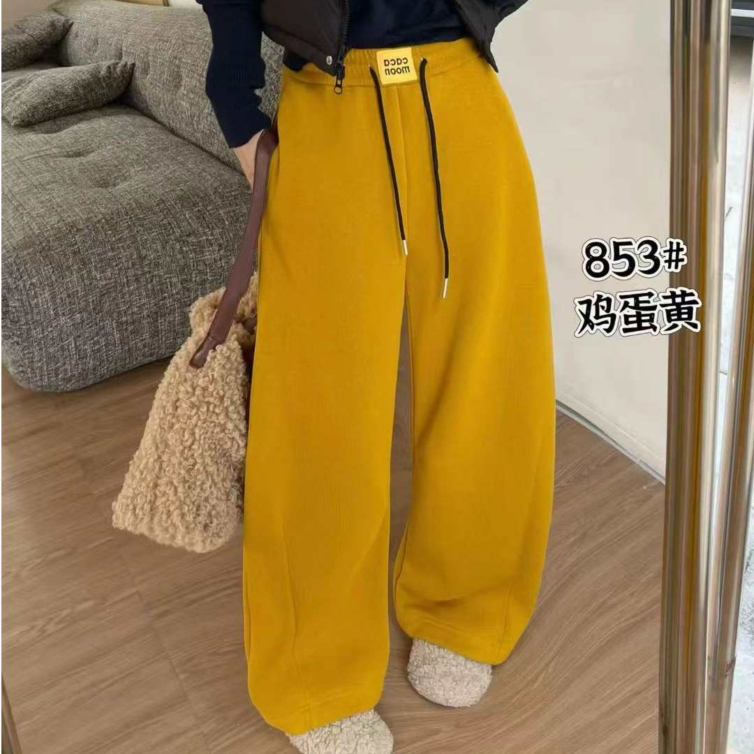 长裤加绒高腰秋冬阔腿裤运动裤休闲裤中腰卫裤最大穿到大码170斤