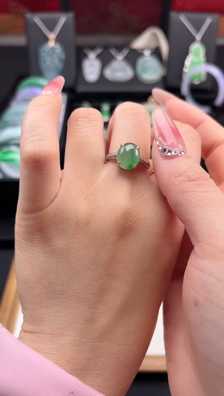 【闪购商品】翡翠戒指18K金镶嵌戒指