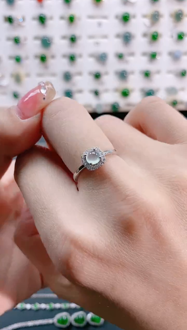 【闪购商品】翡翠戒指银S925镶嵌天然翡翠