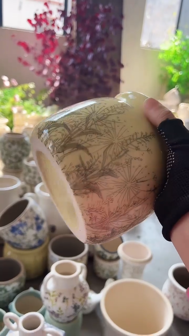 【闪购商品】陶瓷花盆高13cm内口12cm