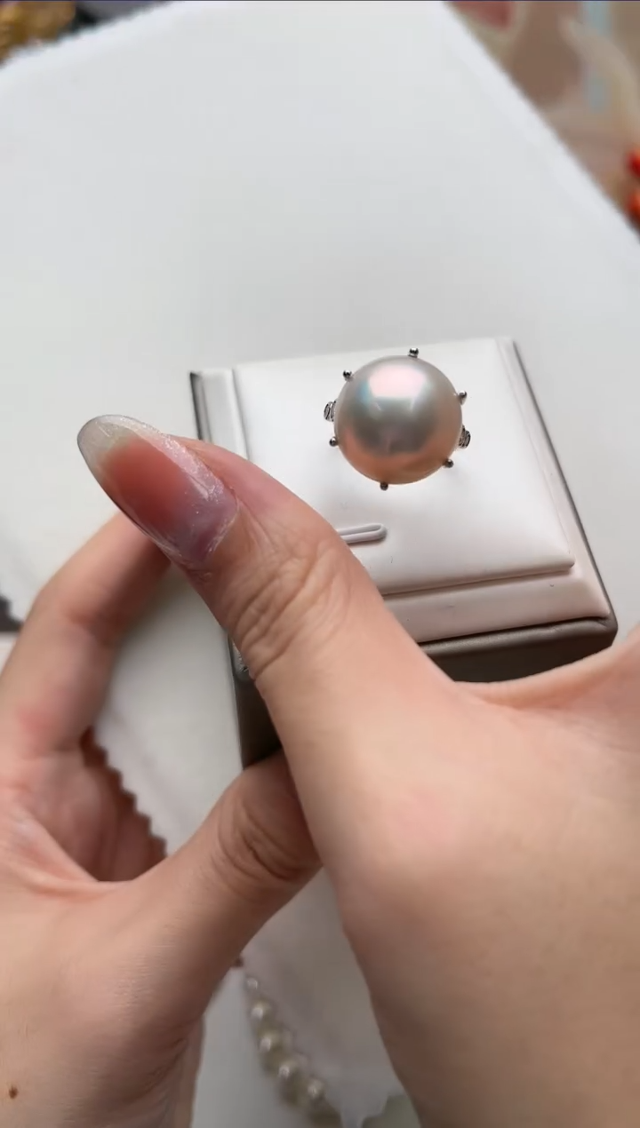 【闪购商品】拼合珍珠（马贝珠）戒指银S925镶嵌aj2567