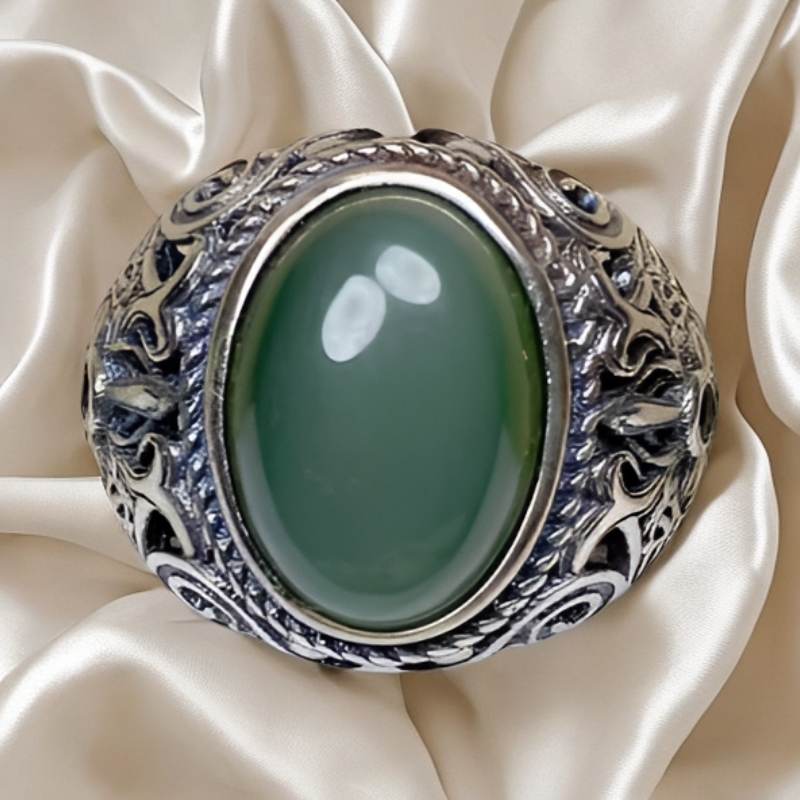 S925银镶嵌不动明王结合个性时尚活口男士戒指复古古风