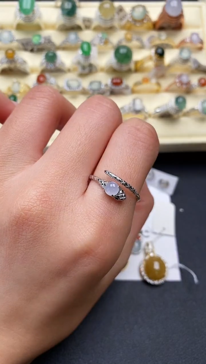 【闪购商品】翡翠戒指银S925镶嵌2222222+3