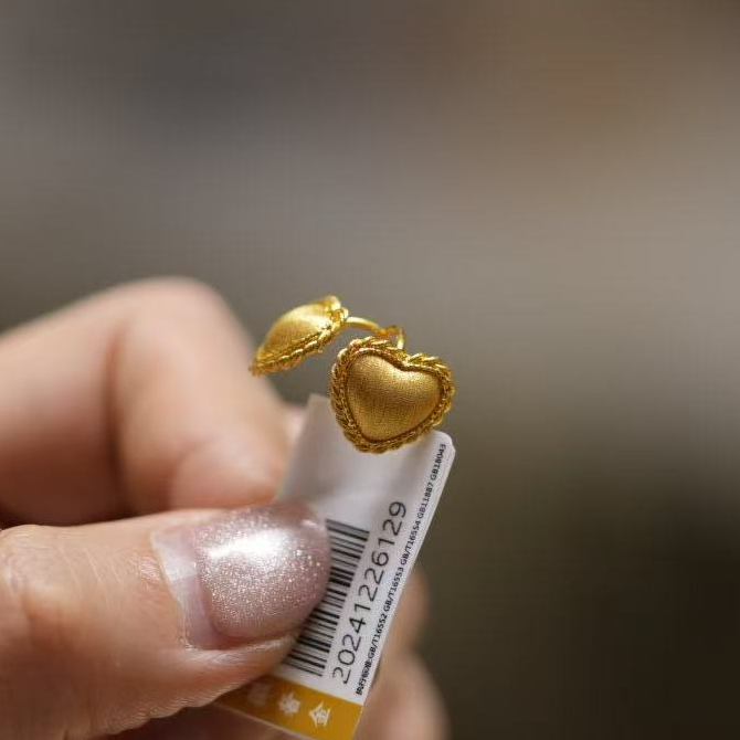 【巧玲专属】足金999磨砂爱心耳钉 经典时尚百搭 3.2