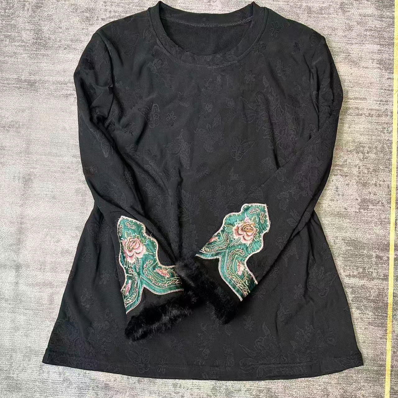 新中式长袖T恤时尚季唐装复古打底中国风重工提花绣花女士秋冬