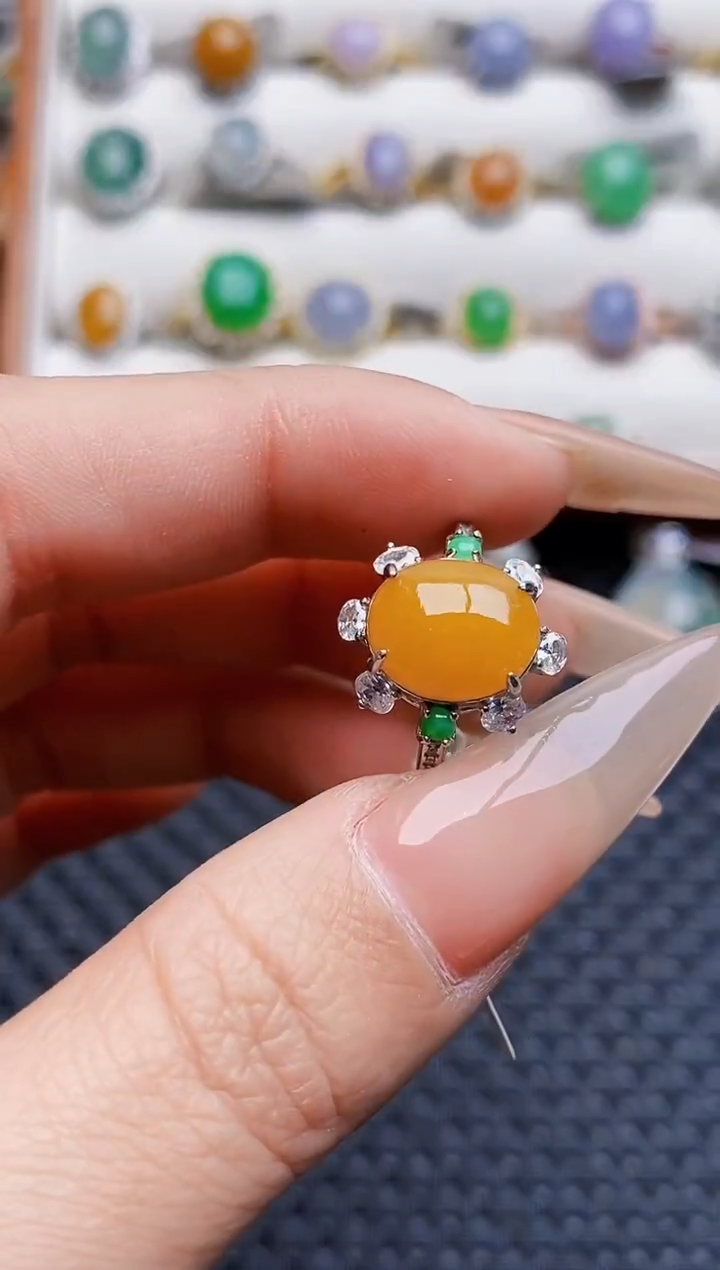 银S925镶嵌戒指翡翠4120