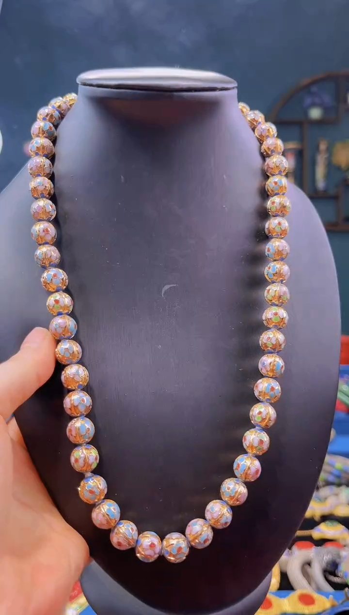 【闪购商品】非遗绝技 景泰蓝金地瓜棱1.0项链 蓝