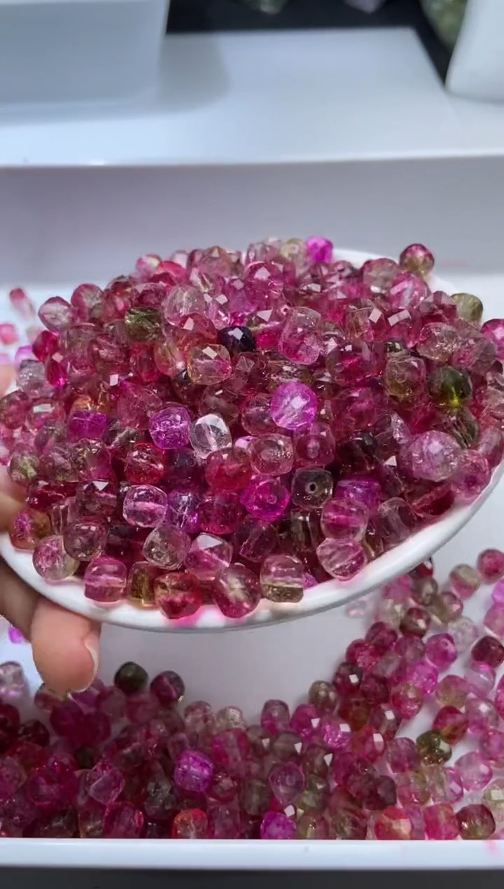 颈饰未镶嵌水晶W2917-西瓜碧玺方糖7mm*10颗