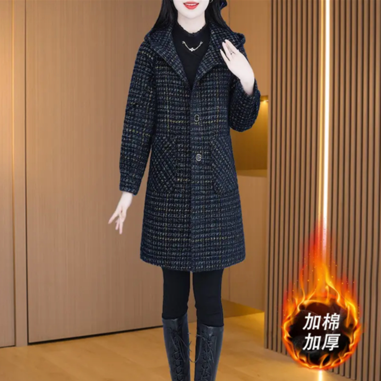 冬季新款时尚韩版气质加棉加厚保暖外套