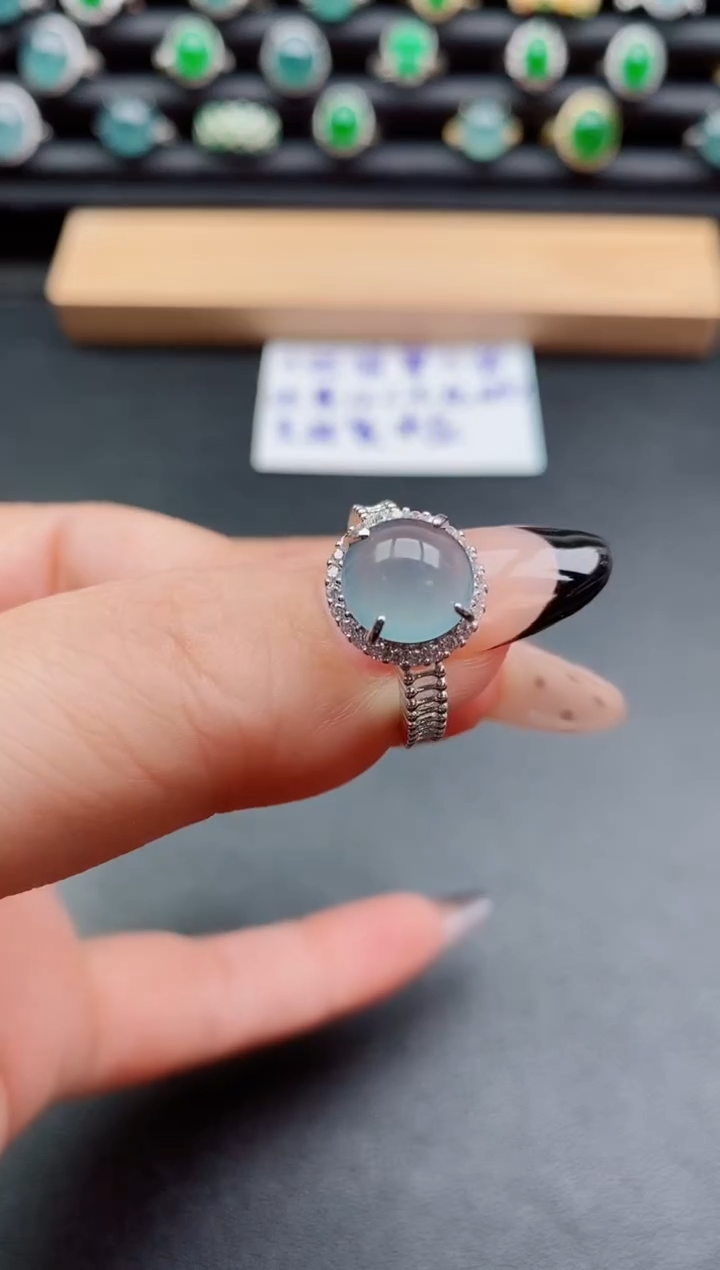 银S925镶嵌戒指翡翠1