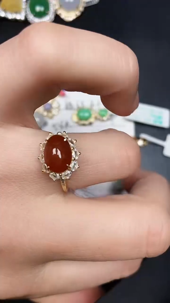 银S925镶嵌戒指翡翠2780