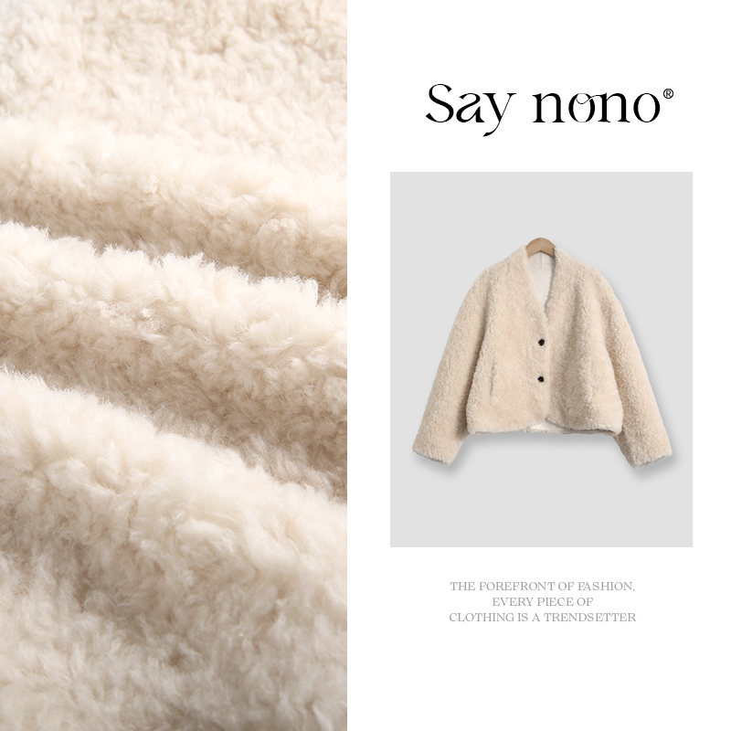 懒猫nono│Saynono 100羊毛单排扣V领大衣外套/MF9053