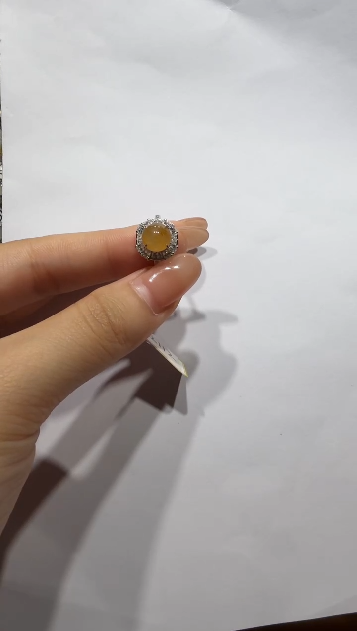 银S925镶嵌戒指翡翠925银镶缅甸A货翡翠戒指