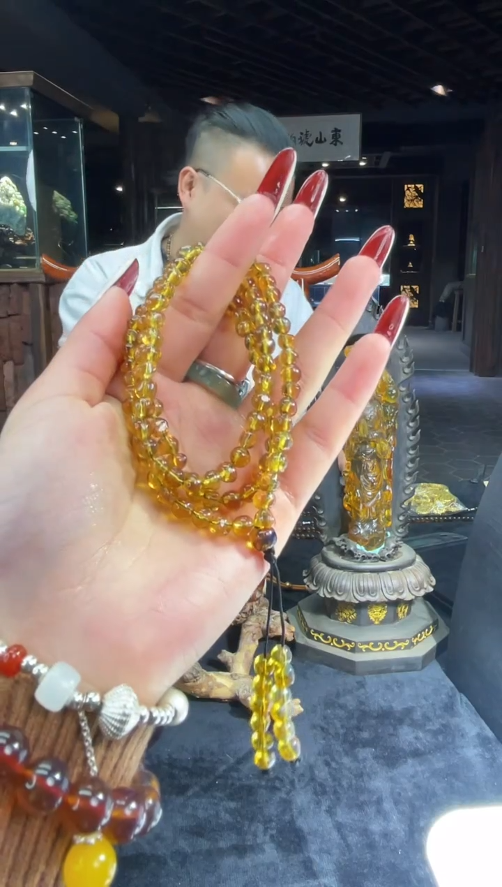 琥珀颈饰未镶嵌缅甸琥珀随型108