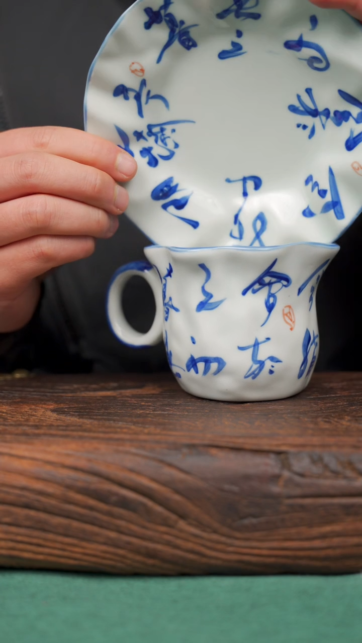 【闪购商品】瓷片寻一缕瓷香杯釉下手工手绘瓷器兰亭序咖啡杯