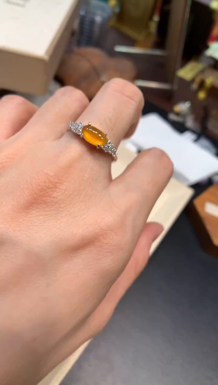 银S925镶嵌戒指翡翠戒指