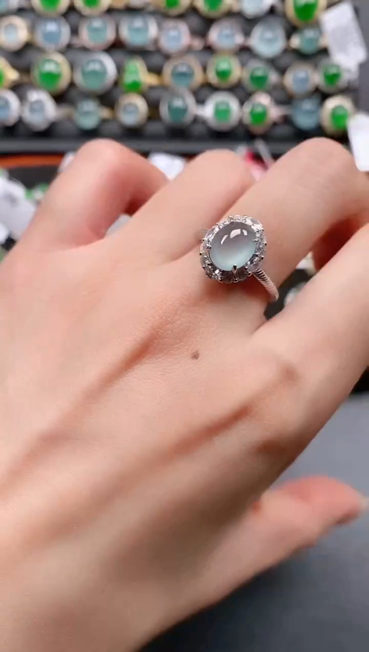 银S925镶嵌戒指翡翠111