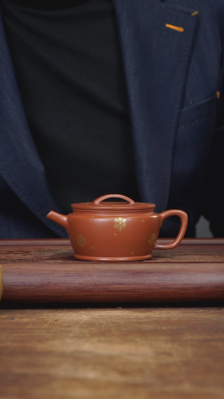 【闪购商品】紫砂茶壶150ml 描金汉瓦 朱泥