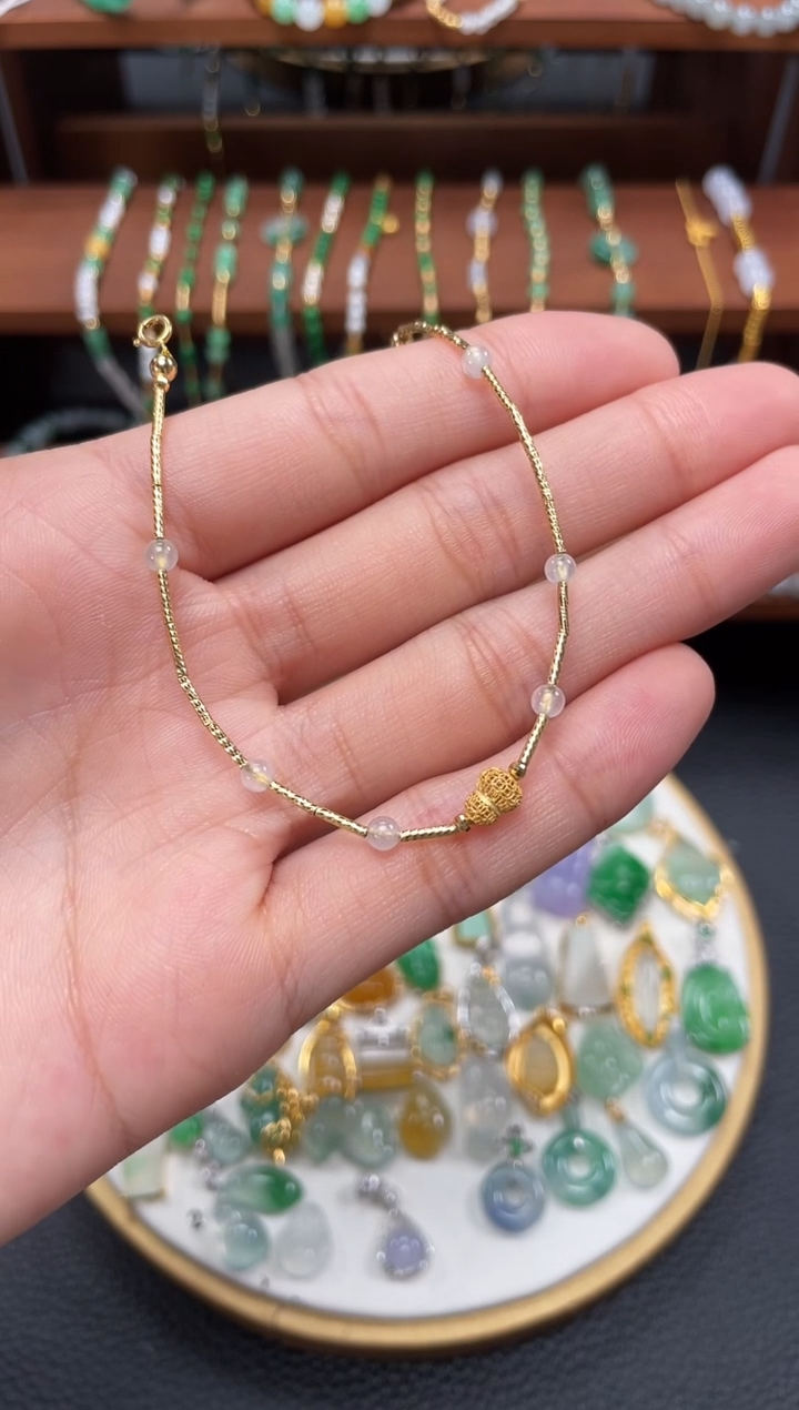 【闪购商品】翡翠套链18K金镶嵌一个   JK705