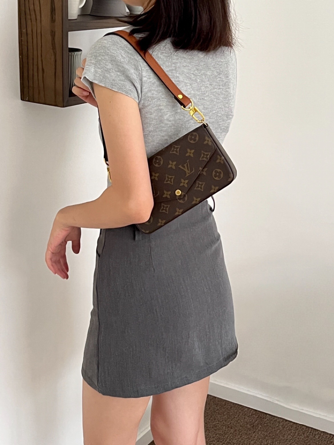 99新 LV LouisVuitton/路易威登 老花三合一链条包单肩斜挎自达