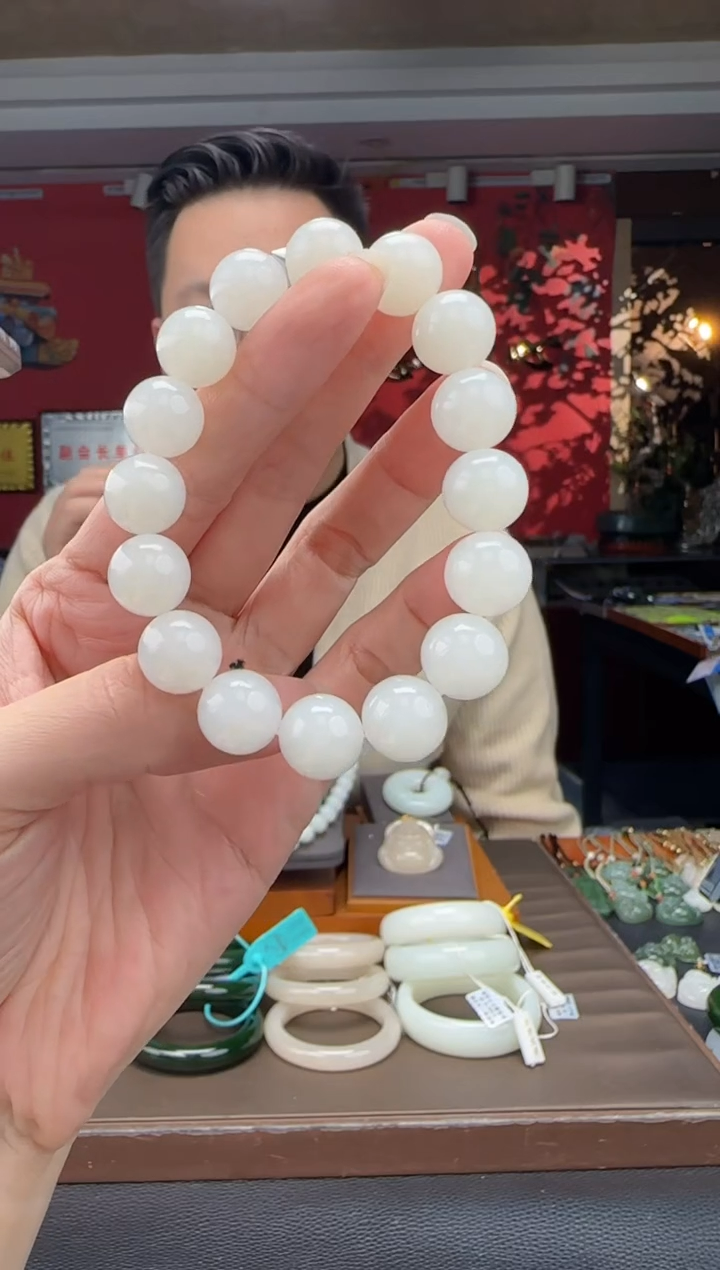 未镶嵌手链和田玉白玉单圈手串