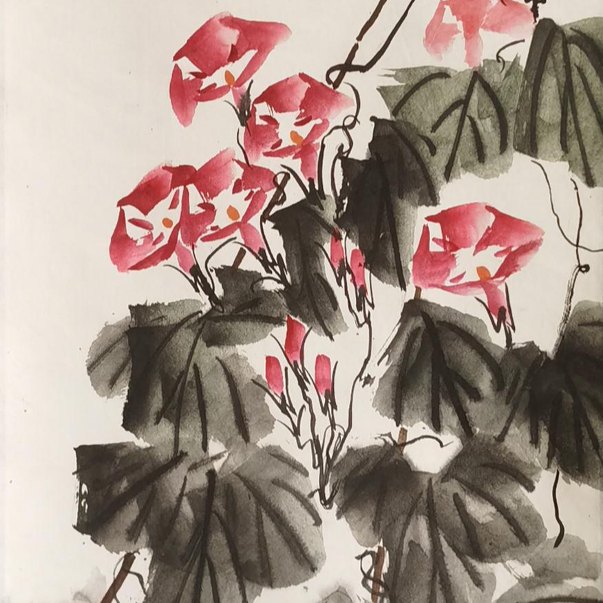 【辽拍】V240617-1-08《花卉》（1.6平尺）纸本镜片 ws18